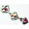 Pendant with Crystal, Nickel-Free & Lead-Free Zinc Alloy Jewelry Findings, Three heart 17x51mm, Sold by PC 