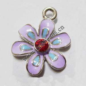 Pendant, Nickel-Free & Lead-Free Zinc Alloy Jewelry Findings, Flower,18x26mm, Sold by PC 