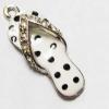 Pendant with Crystal, Nickel-Free & Lead-Free Zinc Alloy Jewelry Findings, Shoes,10x28mm, Sold by PC 