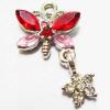 Pendant with Crystal, Nickel-Free & Lead-Free Zinc Alloy Jewelry Findings, Butterfly,16x28mm, Sold by PC 