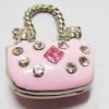 Pendant with Crystal, Nickel-Free & Lead-Free Zinc Alloy Jewelry Findings, Handbag,17x21mm, Sold by PC 