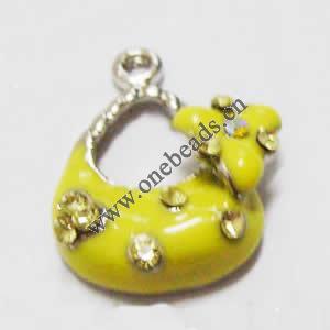 Pendant with Crystal, Nickel-Free & Lead-Free Zinc Alloy Jewelry Findings, Bag,17x21mm, Sold by PC 