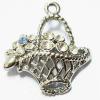Pendant with Crystal, Nickel-Free & Lead-Free Zinc Alloy Jewelry Findings, Corbeil,27x30mm, Sold by PC 