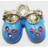 Pendant with Crystal, Nickel-Free & Lead-Free Zinc Alloy Jewelry Findings, Shoes,18x28mm, Sold by PC 