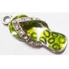 Pendant with Crystal, Nickel-Free & Lead-Free Zinc Alloy Jewelry Findings, Shoes,10x28mm, Sold by PC 