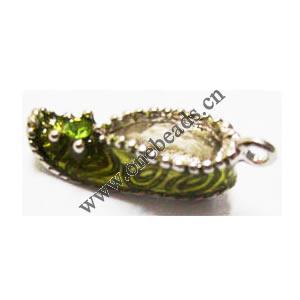 Pendant with Crystal, Nickel-Free & Lead-Free Zinc Alloy Jewelry Findings, Shoes,7x21mm, Sold by PC 
