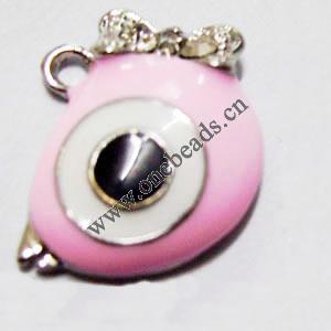Pendant with Crystal, Nickel-Free & Lead-Free Zinc Alloy Jewelry Findings, Eye,21x17mm, Sold by PC 
