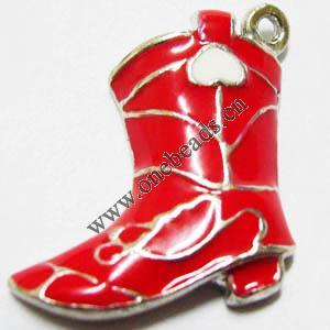 Pendant with Crystal, Nickel-Free & Lead-Free Zinc Alloy Jewelry Findings, Shoes,21x24mm, Sold by PC 