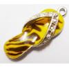 Pendant with Crystal, Nickel-Free & Lead-Free Zinc Alloy Jewelry Findings, Shoes,11x29mm, Sold by PC 