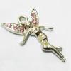 Pendant with Crystal, Nickel-Free & Lead-Free Zinc Alloy Jewelry Findings, Angel,14x23mm, Sold by PC 