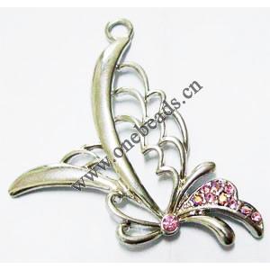 Pendant with Crystal, Nickel-Free & Lead-Free Zinc Alloy Jewelry Findings, 35x45mm, Sold by PC 