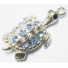 Pendant with Crystal, Nickel-Free & Lead-Free Zinc Alloy Jewelry Findings, Tortoise turtle,19x35mm, Sold by PC 