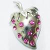 Pendant with Crystal, Nickel-Free & Lead-Free Zinc Alloy Jewelry Findings, Strawberry,18x27mm, Sold by PC 