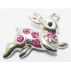 Pendant with Crystal, Nickel-Free & Lead-Free Zinc Alloy Jewelry Findings, Leveret rabbit,19x26mm, Sold by PC 