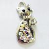 Pendant with Crystal, Nickel-Free & Lead-Free Zinc Alloy Jewelry Findings, Heart,21x38mm, Sold by PC 