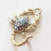Pendant with Crystal, Nickel-Free & Lead-Free Zinc Alloy Jewelry Findings, Crab,19x23mm, Sold by PC 