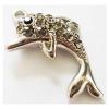 Pendant with Crystal, Nickel-Free & Lead-Free Zinc Alloy Jewelry Findings, Porpoise,20x32mm, Sold by PC 