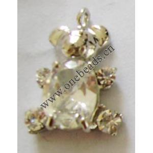 Pendant with Crystal, Nickel-Free & Lead-Free Zinc Alloy Jewelry Findings, little bear,14x20mm, Sold by PC 