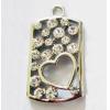 Pendant with Crystal, Nickel-Free & Lead-Free Zinc Alloy Jewelry Findings, Rectangular,29x16mm, Sold by PC 