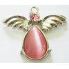 Pendant with Crystal, Nickel-Free & Lead-Free Zinc Alloy Jewelry Findings, Angel,26x31mm, Sold by PC 