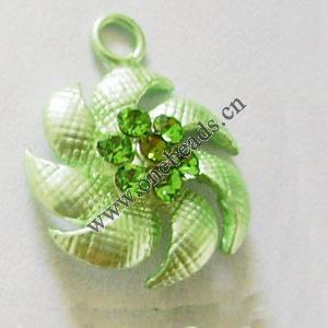 Pendant with Crystal, Nickel-Free & Lead-Free Zinc Alloy Jewelry Findings, Flower,20mm, Sold by PC 