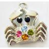 Pendant with Crystal, Nickel-Free & Lead-Free Zinc Alloy Jewelry Findings, Crab,17x18mm, Sold by PC 