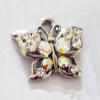 Pendant with Crystal, Nickel-Free & Lead-Free Zinc Alloy Jewelry Findings, Butterfly,15x20mm, Sold by PC 