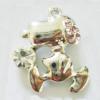 Pendant with Crystal, Nickel-Free & Lead-Free Zinc Alloy Jewelry Findings, Dog,20x26mm, Sold by PC 