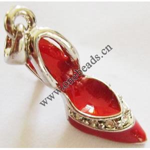 Pendant with Crystal, Nickel-Free & Lead-Free Zinc Alloy Jewelry Findings, High heels,19x26mm, Sold by PC 