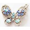 Pendant with Crystal, Nickel-Free & Lead-Free Zinc Alloy Jewelry Findings, Butterfly,25mm, Sold by PC 