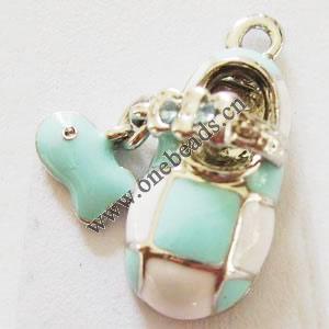 Pendant with Crystal, Nickel-Free & Lead-Free Zinc Alloy Jewelry Findings, Shoes,9x21mm, Sold by PC 