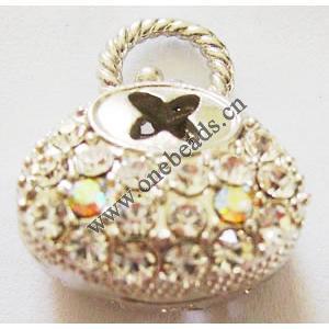 Pendant with Crystal, Nickel-Free & Lead-Free Zinc Alloy Jewelry Findings, Bag,16x21mm, Sold by PC 