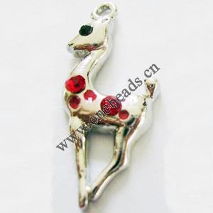 Pendant with Crystal, Nickel-Free & Lead-Free Zinc Alloy Jewelry Findings, Giraffe,13x30mm, Sold by PC 