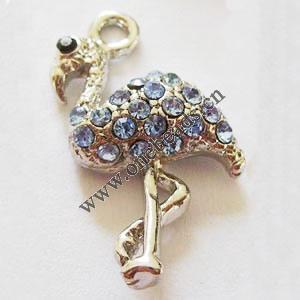 Pendant with Crystal, Nickel-Free & Lead-Free Zinc Alloy Jewelry Findings, Red-crowned,12x25mm, Sold by PC 