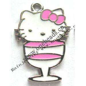 Zinc Alloy Enamel Pendant/Drop, Cat 20x27mm, Sold by Bag