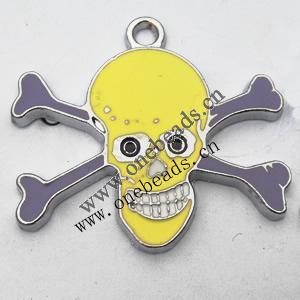 Zinc Alloy Enamel Pendant, Skeleton 30x27mm, Sold by PC