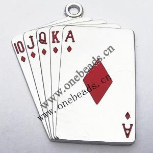 Zinc Alloy Enamel Pendant, Poker 40x48mm, Sold by PC