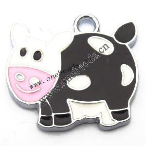 Zinc Alloy Enamel Pendant, Cattle 24x22mm, Sold by PC