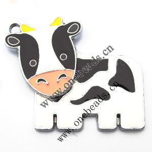 Zinc Alloy Enamel Pendant, Cattle 35x42mm, Sold by PC