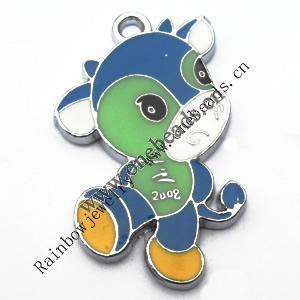 Zinc Alloy Enamel Pendant, Cartoon Cattle 21x35mm, Sold by PC