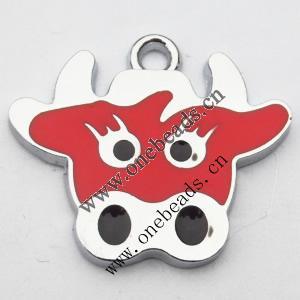 Zinc Alloy Enamel Pendant, Cattle Head 22x26mm, Sold by PC