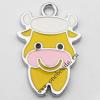 Zinc Alloy Enamel Pendant, Cartoon Cattle 17x26mm, Sold by PC