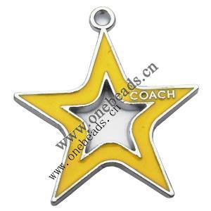 Zinc Alloy Enamel Pendant, Hollow Star 25x28mm, Sold by PC