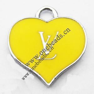 Zinc Alloy Enamel Pendant, Heart 24x32mm, Sold by PC