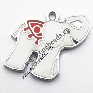 Zinc Alloy Enamel Pendant, Elephant 20x21mm, Sold by PC