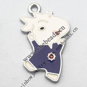 Zinc Alloy Enamel Pendant, Cartoon Cattle 17x27mm, Sold by PC