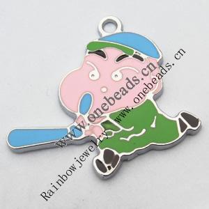 Zinc Alloy Enamel Pendant, 34x30mm, Sold by PC