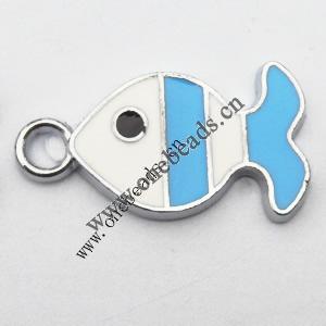 Zinc Alloy Enamel Pendant, Fish 22x19mm, Sold by PC