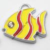 Zinc Alloy Enamel Pendant with Crystal, Fish 23x23mm, Sold by PC