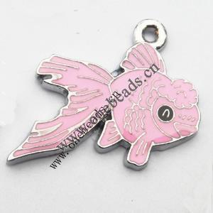 Zinc Alloy Enamel Pendant, Cartoon Fish 27x23mm, Sold by PC